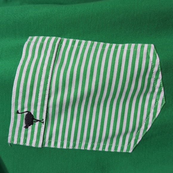 Travis Mathew Chive Golf Green Polo Stripe Chest Pocket men's size Large - Picture 4 of 7